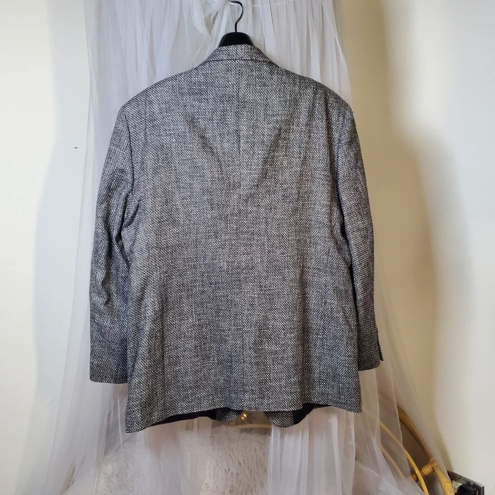 Herringbone Dark Acadamia Wool Silk Blend Sports Jacket‎ Blazer Career Size 46R